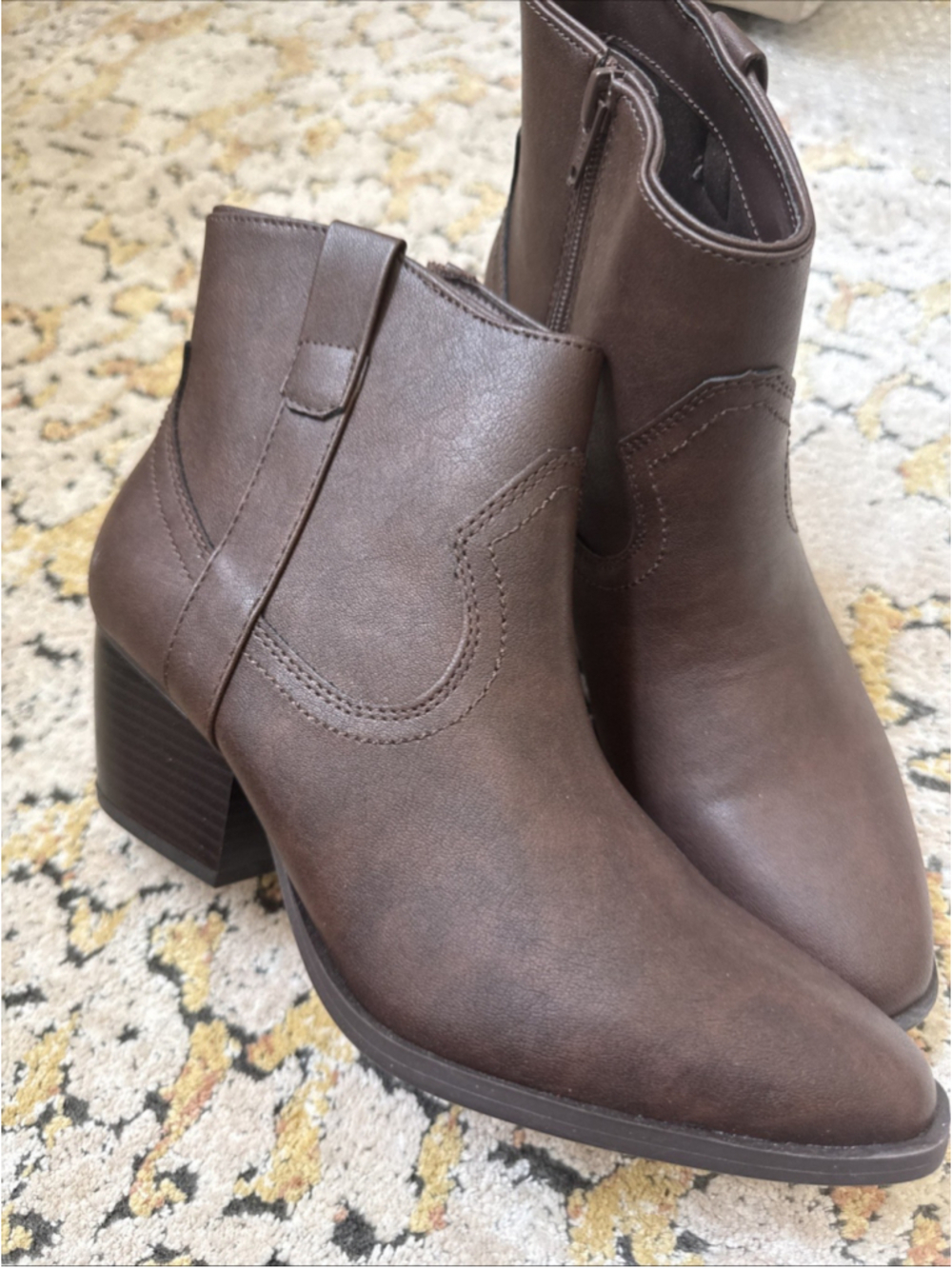Style & Co Chocolate Perriee Western Booties Size 9 Medium NWOT